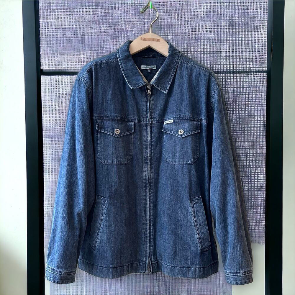 Vintage Hilfiger Denim Corduroy Insulated Zip Front Jacket, Men’s XXL, Blue